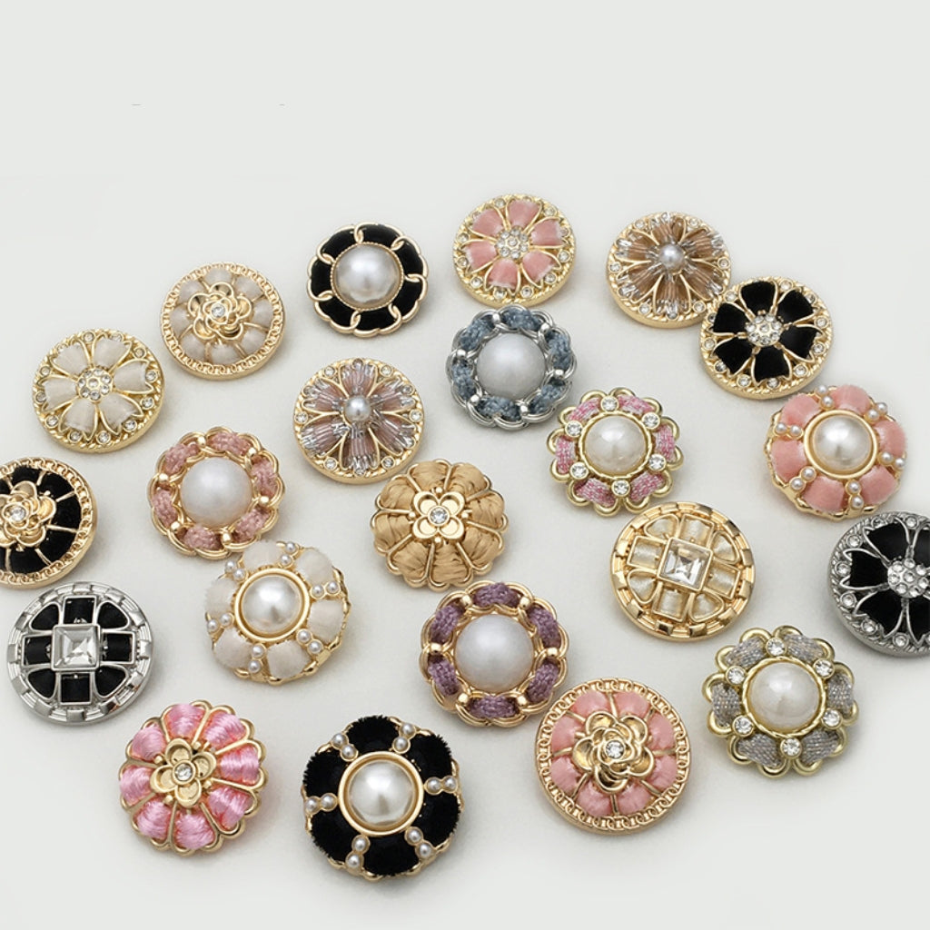 Pearl  Diamond Cloth Metal Button Clothing Button Decorative Button