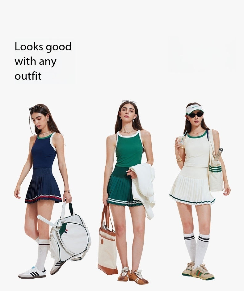 [Vauissi Labs] Sport Vest & Pleated Short Skirt Tennis Set