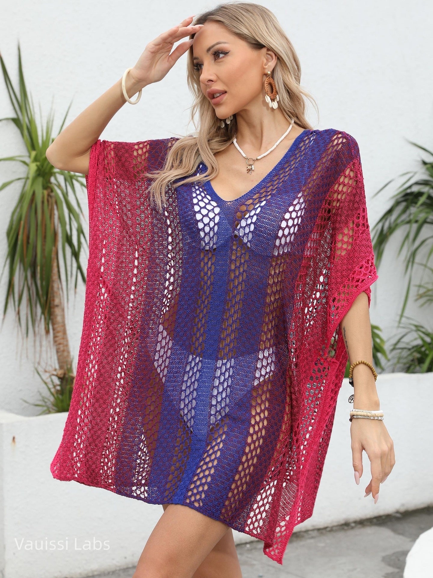 【Vauissi Labs】cool girl fashion lady bikini colorful Cover-Up knitwear