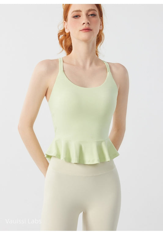 Vauissi Nylon Yoga Crop Top – Classic Neutral (White / Black / Ice Blue / Gray)