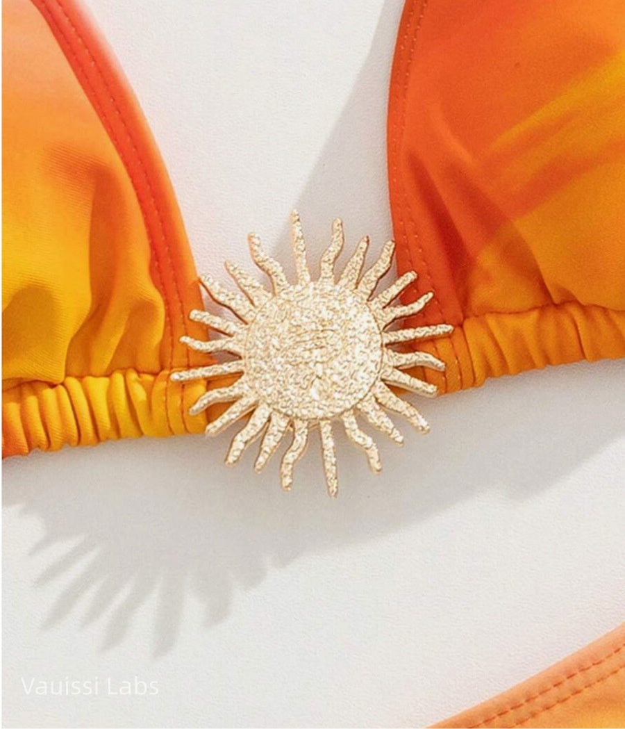 Vauissi sunshine gradient orange color Bikini Set padded
