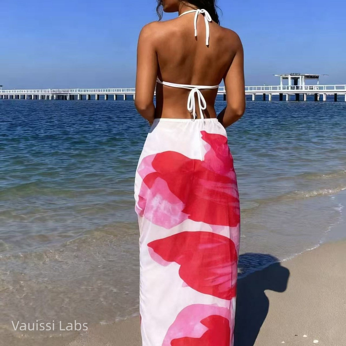 Vauissi colorful art Bikini Set 3pieces
