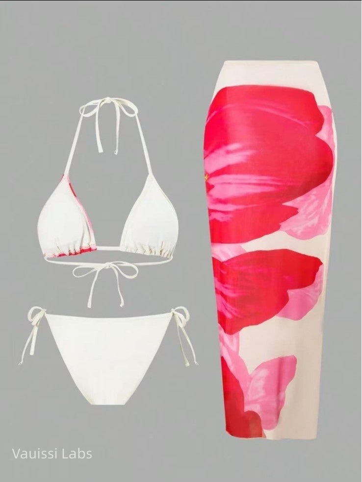 Vauissi colorful art Bikini Set 3pieces