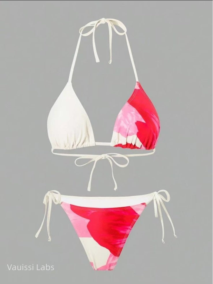 Vauissi colorful art Bikini Set 3pieces