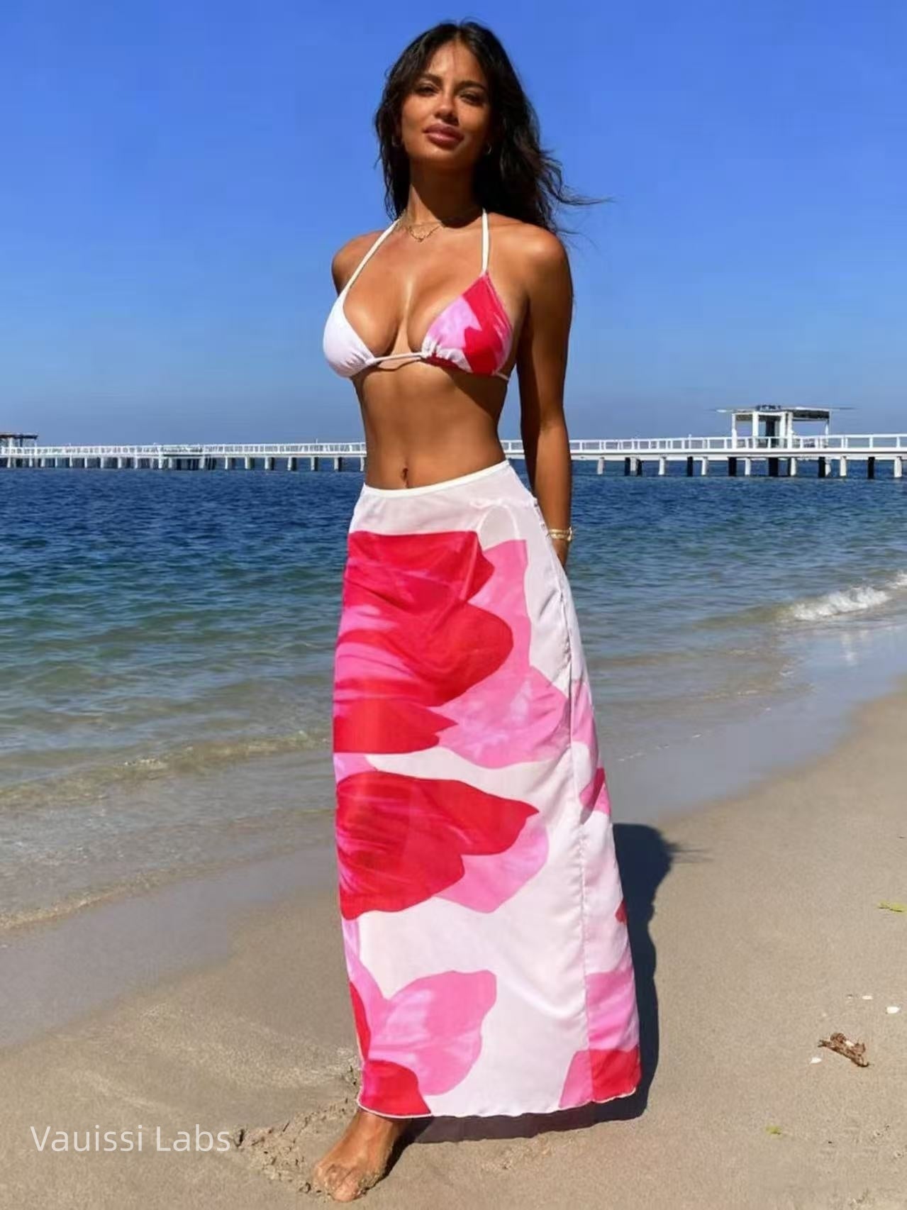 Vauissi colorful art Bikini Set 3pieces