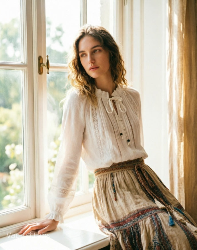 Vauissi Vintage Cotton White Shirt