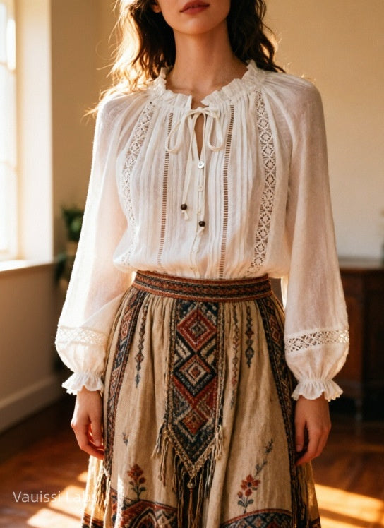 Vauissi Vintage Cotton White Shirt