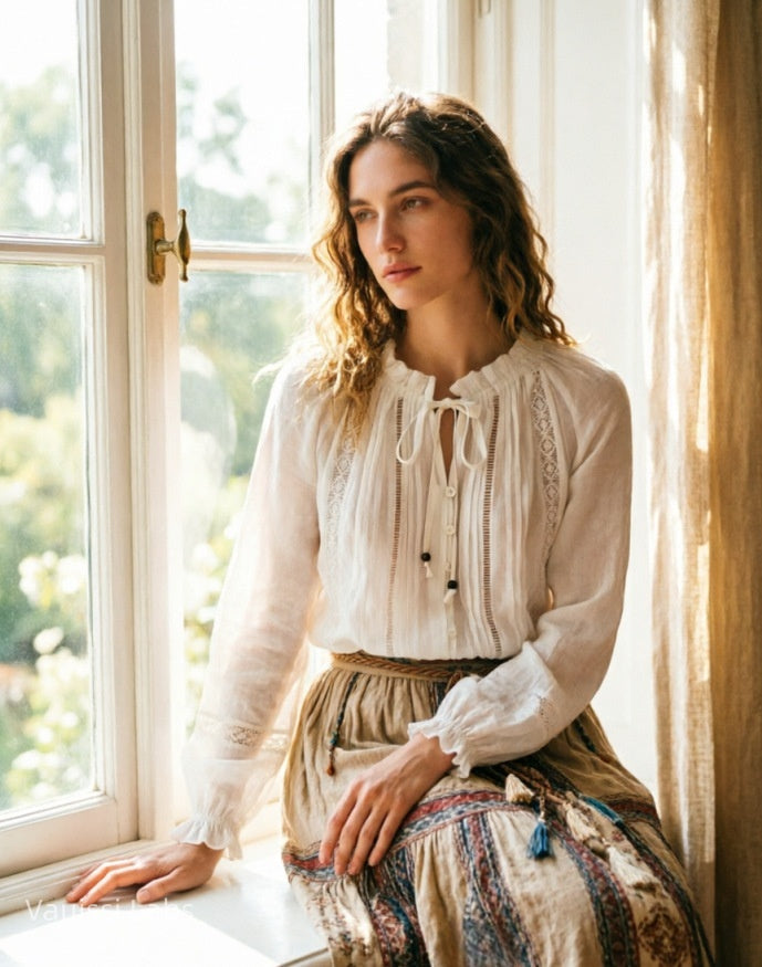 Vauissi Vintage Cotton White Shirt