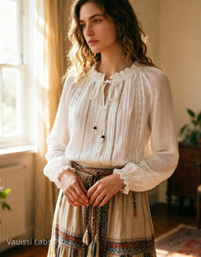 Vauissi Vintage Cotton White Shirt