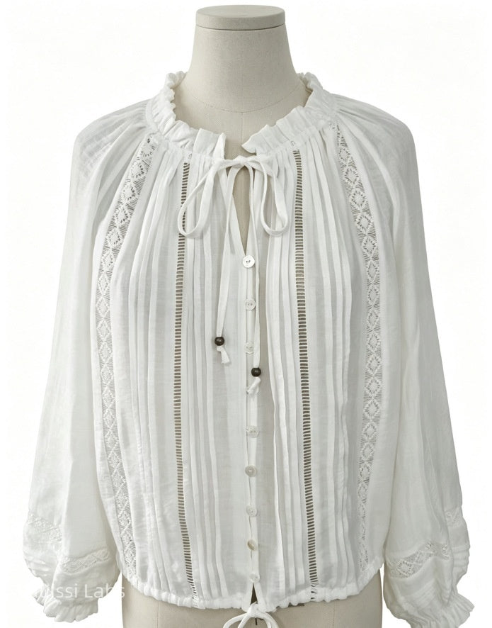 Vauissi Vintage Cotton White Shirt