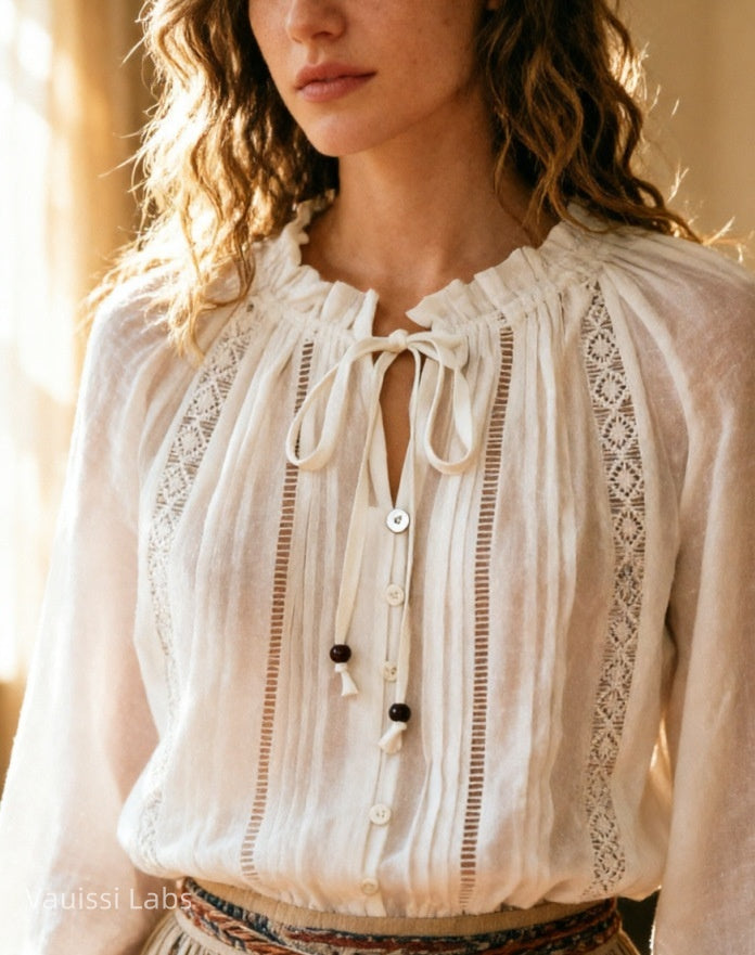 Vauissi Vintage Cotton White Shirt