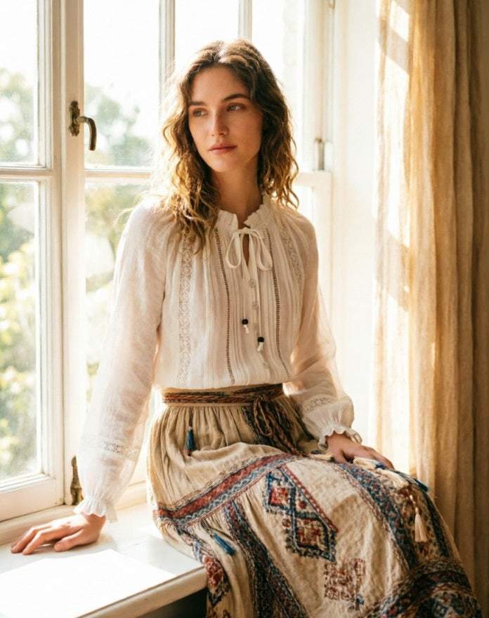 Vauissi Vintage Cotton White Shirt