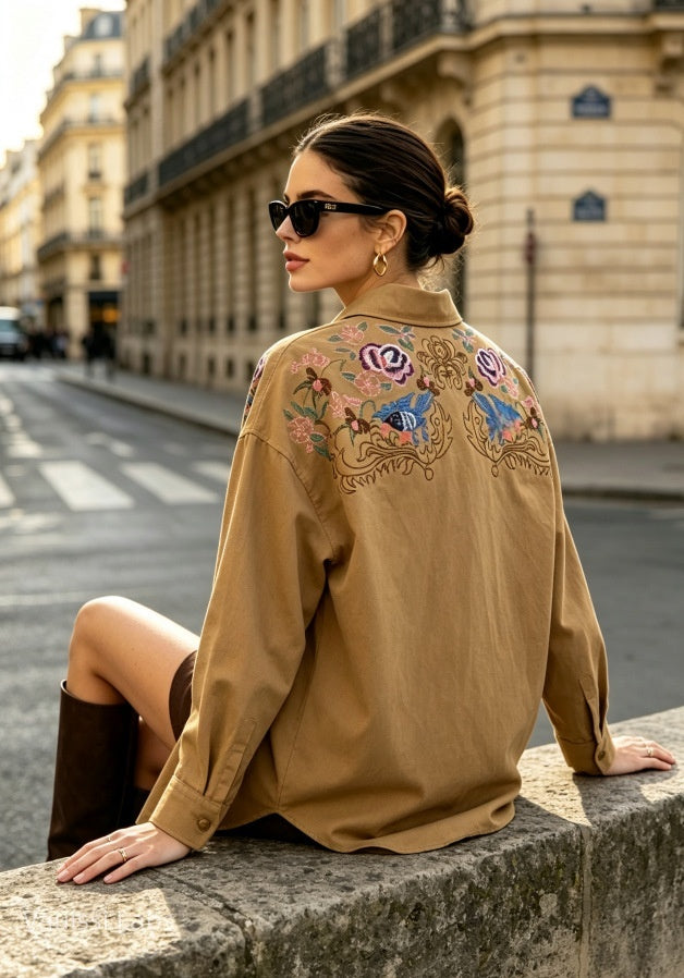 Vauissi Jacket-Style Vintage Embroidered Shirt