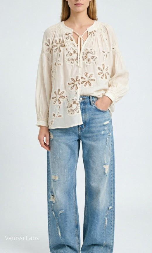Vauissi vintage embroidered shirt