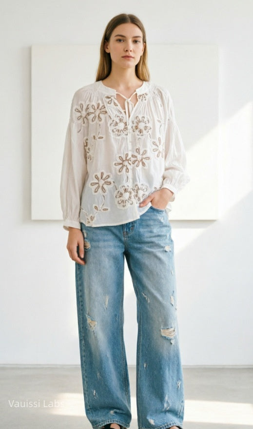 Vauissi vintage embroidered shirt