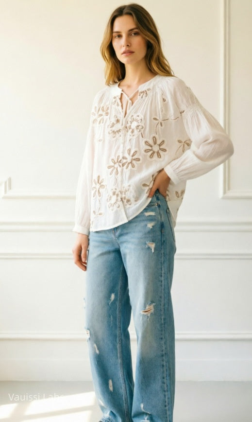 Vauissi vintage embroidered shirt