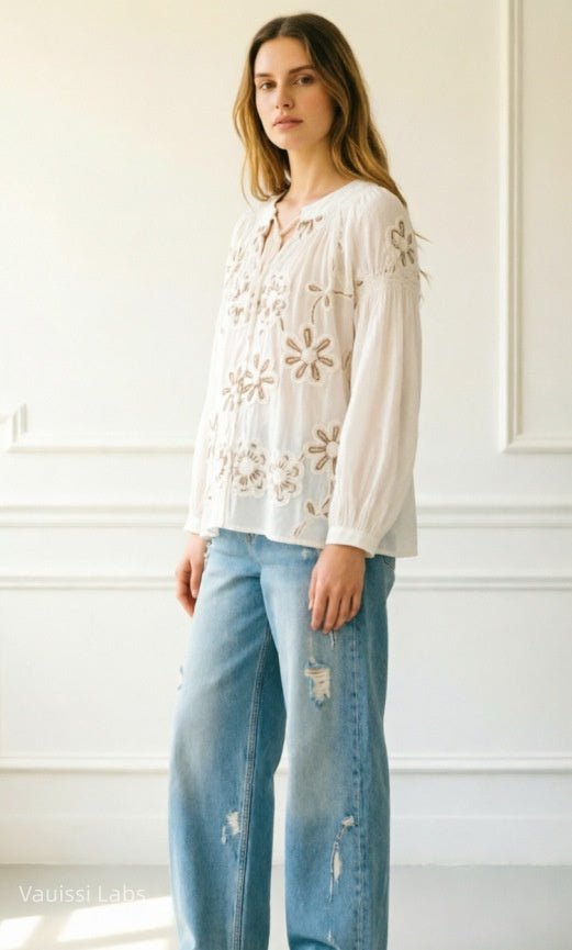Vauissi vintage embroidered shirt