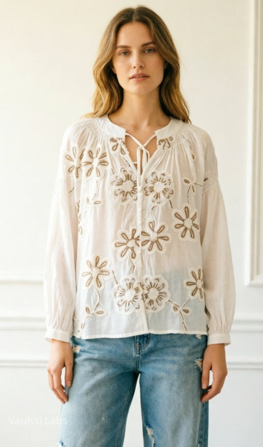 Vauissi vintage embroidered shirt