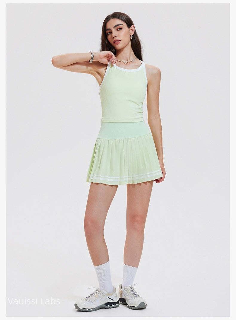 [Vauissi Labs] Sport Vest & Pleated Short Skirt Tennis Set