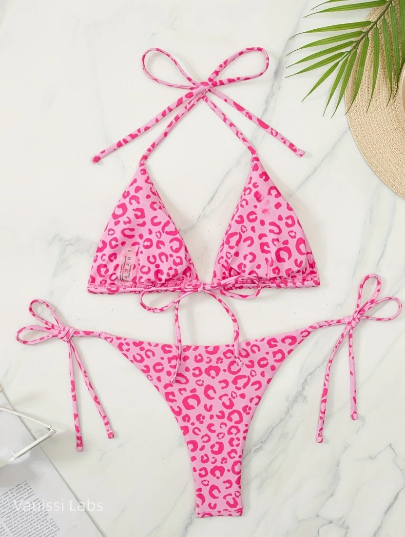 [Vauissi Labs] Pink Leopard Print Bikini