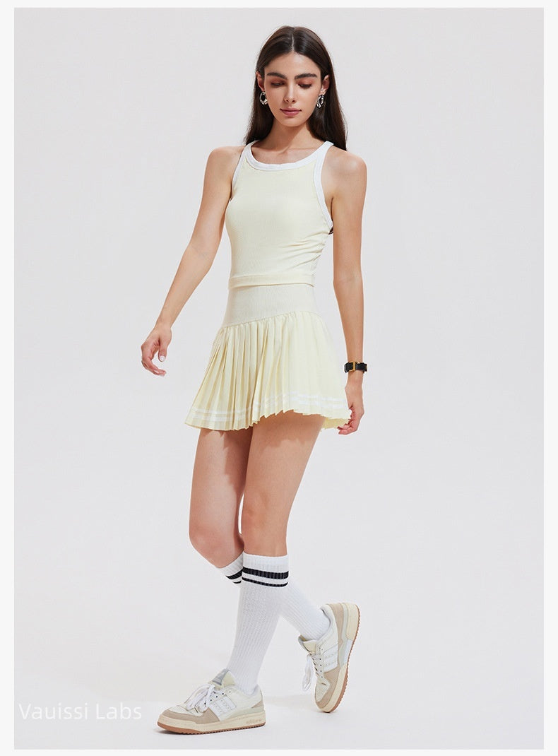 [Vauissi Labs] Sport Vest & Pleated Short Skirt Tennis Set