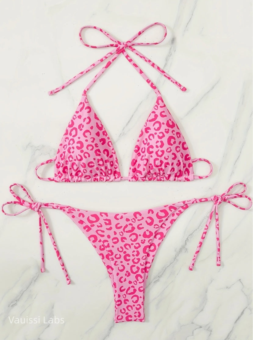 [Vauissi Labs] Pink Leopard Print Bikini