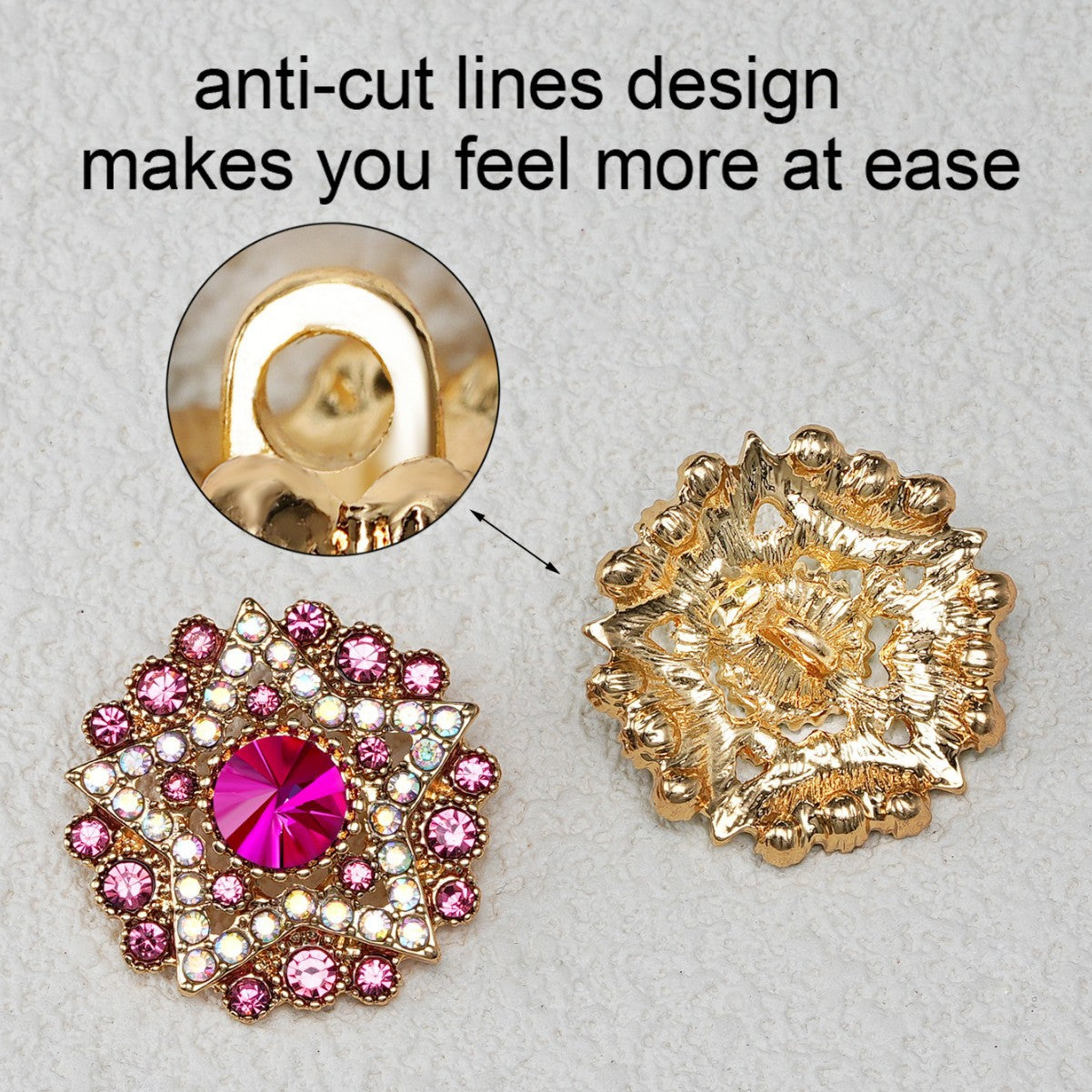 Baroque Metal Rhinestone Buttons - Eco-Friendly Decoration (10pcs)