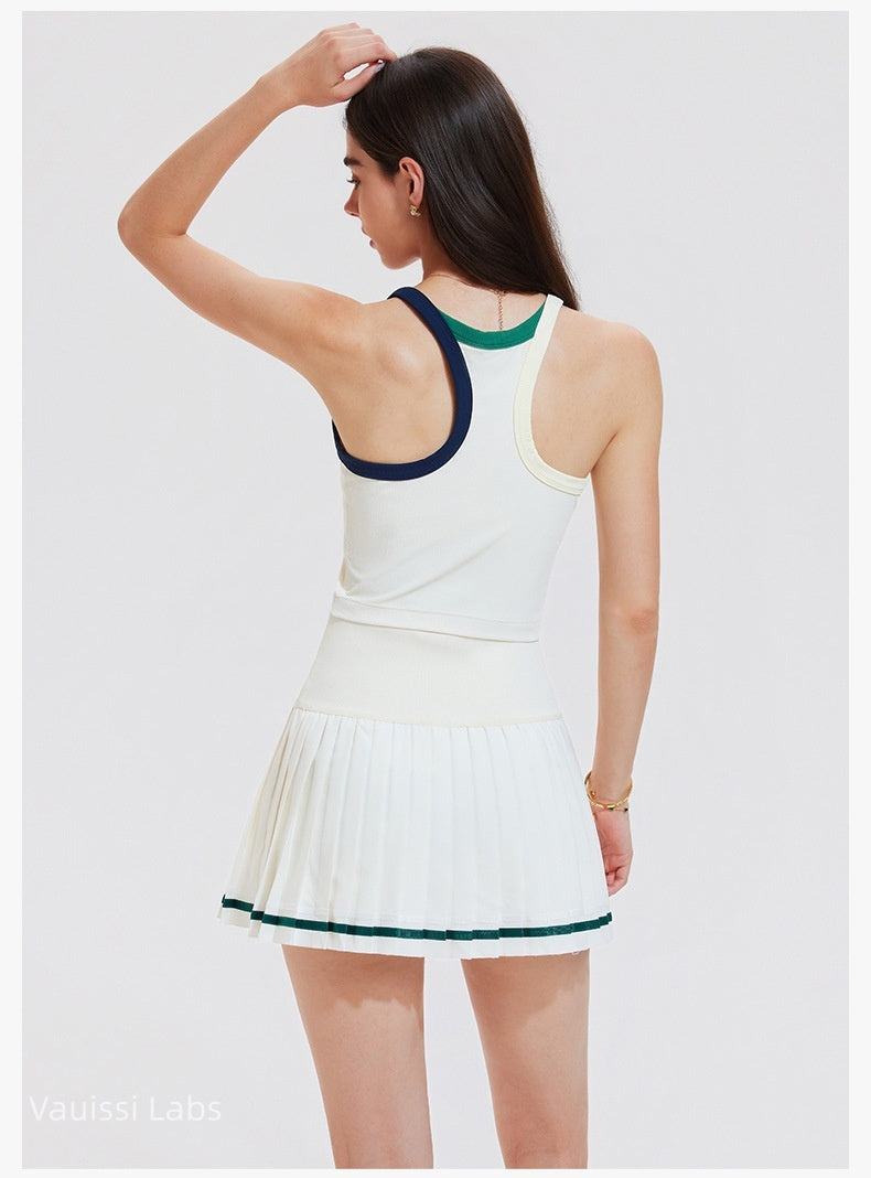 [Vauissi Labs] Sport Vest & Pleated Short Skirt Tennis Set