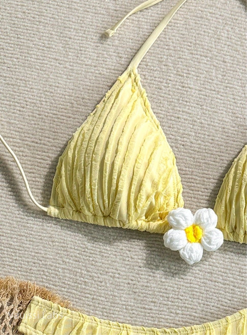 [Vauissi Labs] Floral jacquard fabric bikini set