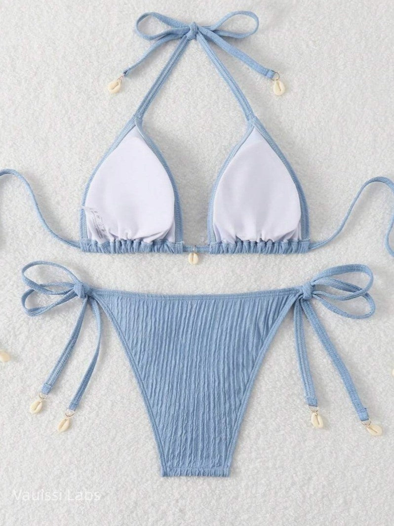 [Vauissi Labs] Shell-Decorated Jacquard Fabric Bikini Set