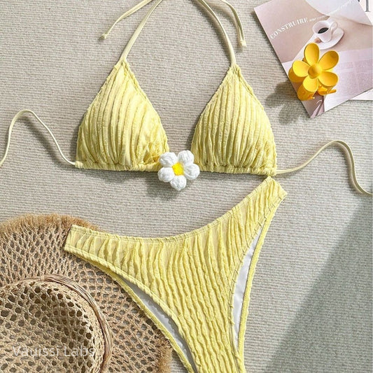 [Vauissi Labs] Floral jacquard fabric bikini set