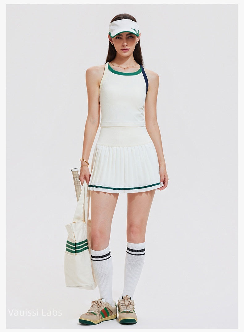 [Vauissi Labs] Sport Vest & Pleated Short Skirt Tennis Set