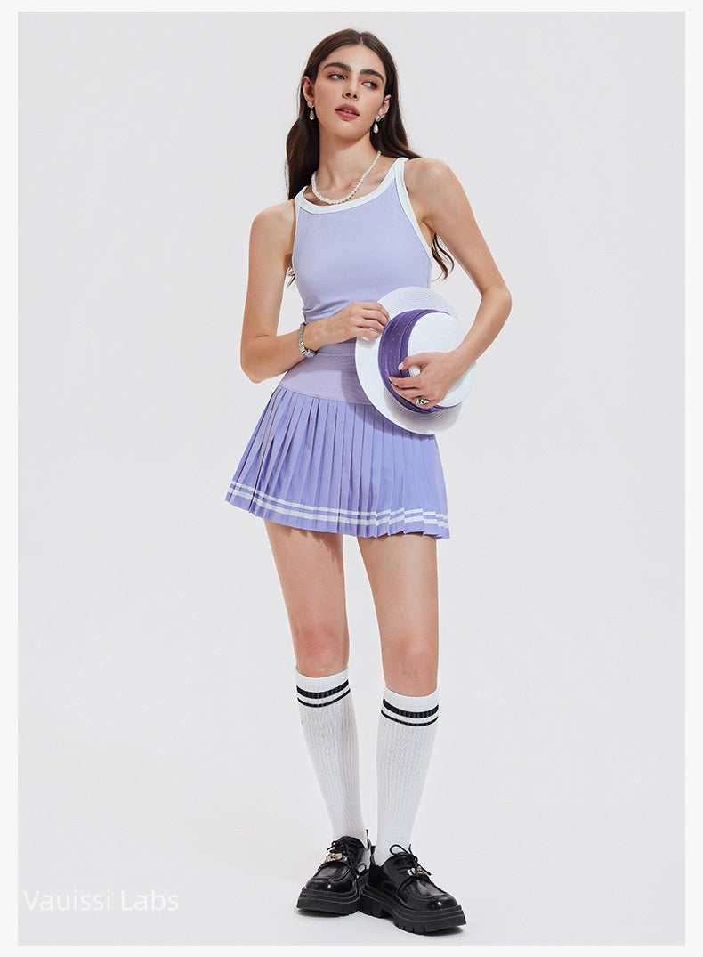 [Vauissi Labs] Sport Vest & Pleated Short Skirt Tennis Set