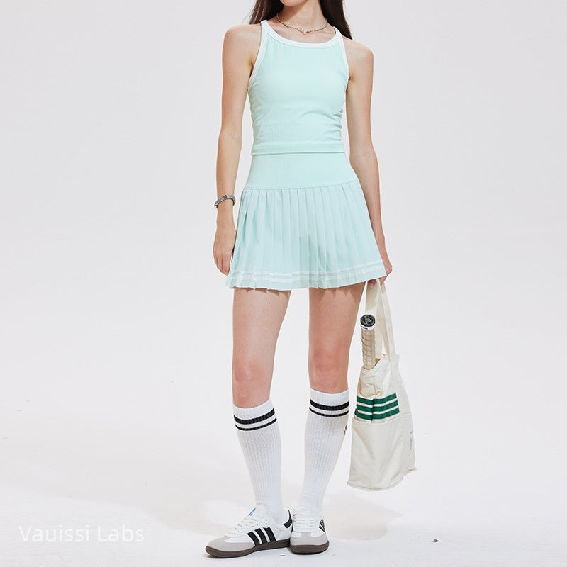 [Vauissi Labs] Sport Vest & Pleated Short Skirt Tennis Set