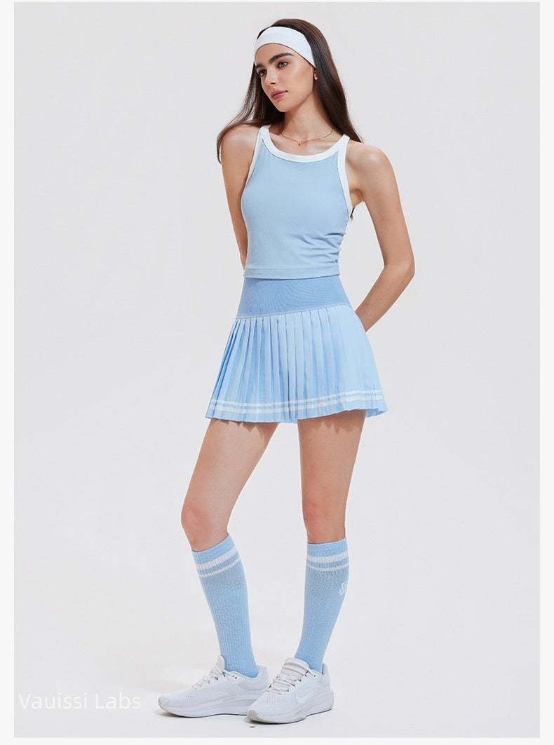 [Vauissi Labs] Sport Vest & Pleated Short Skirt Tennis Set