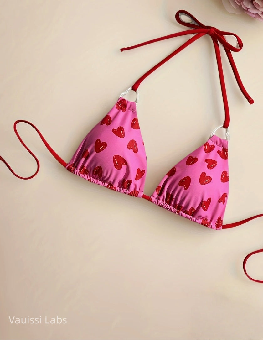 [Vauissi Labs] Heart Print Fabric Bikini Set