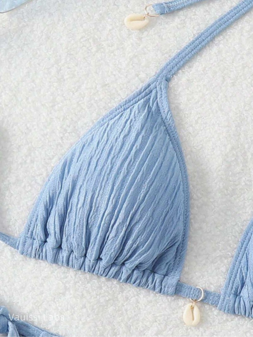 [Vauissi Labs] Shell-Decorated Jacquard Fabric Bikini Set