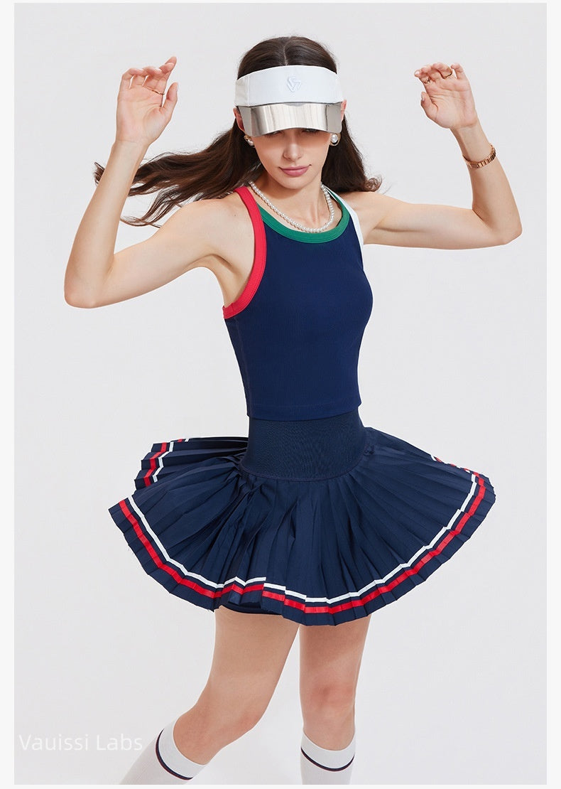 [Vauissi Labs] Sport Vest & Pleated Short Skirt Tennis Set