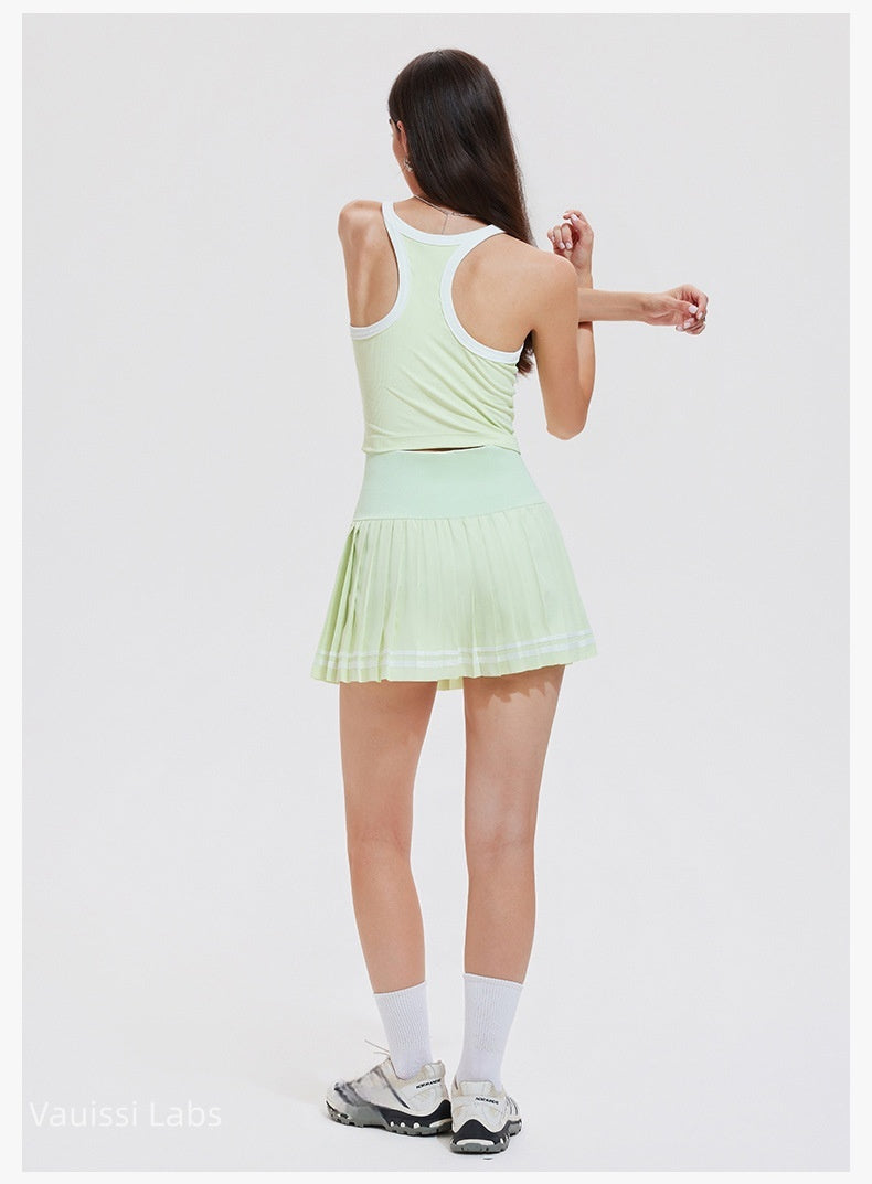 [Vauissi Labs] Sport Vest & Pleated Short Skirt Tennis Set