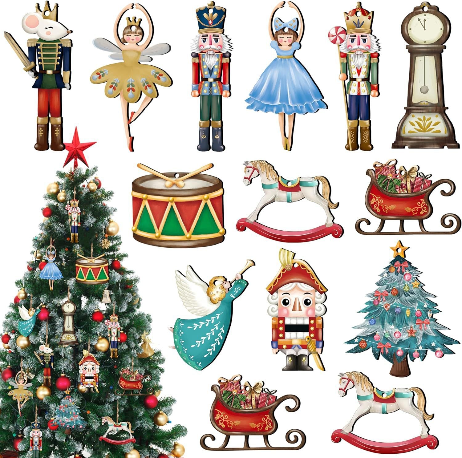 Vauissi Christmas ornaments, holiday decorations, home decorations, birthday decorations, party decorations, wooden ornaments, hanging decorations